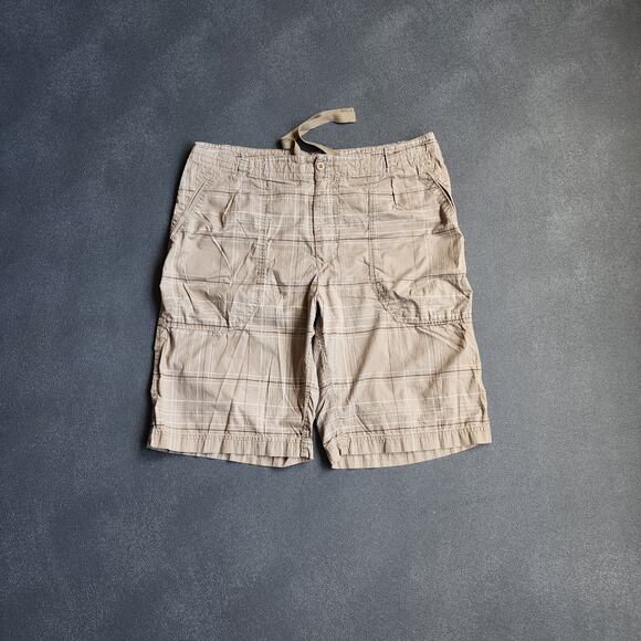 Y2K Nike Grey Tag Plaid Cream Cargo Golf Shorts XL - Picture 1 of 9